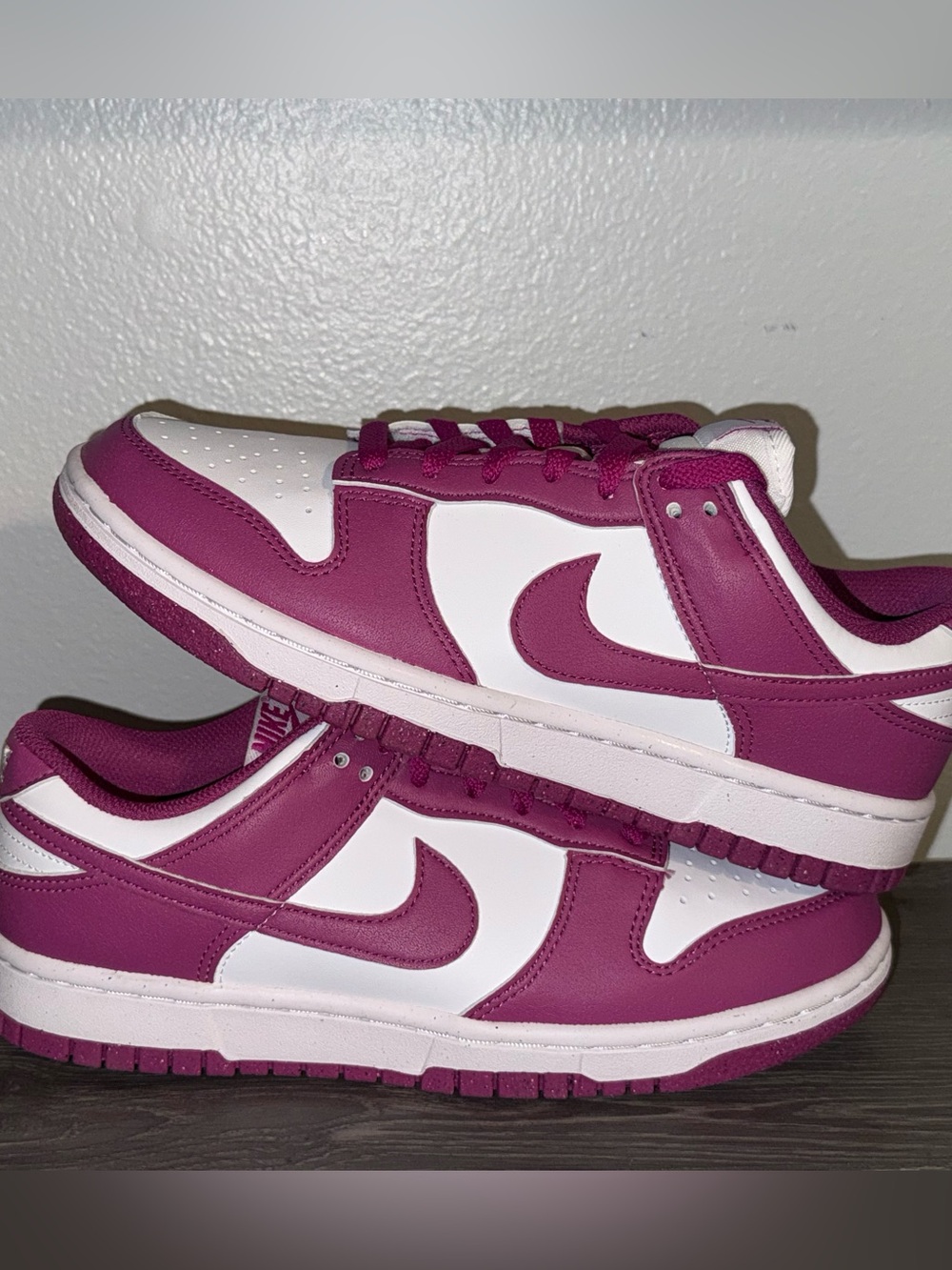 New in Box W Nike Dunk Low Next Nature Sneakers 8W White Hot Fuschia DD1873 110